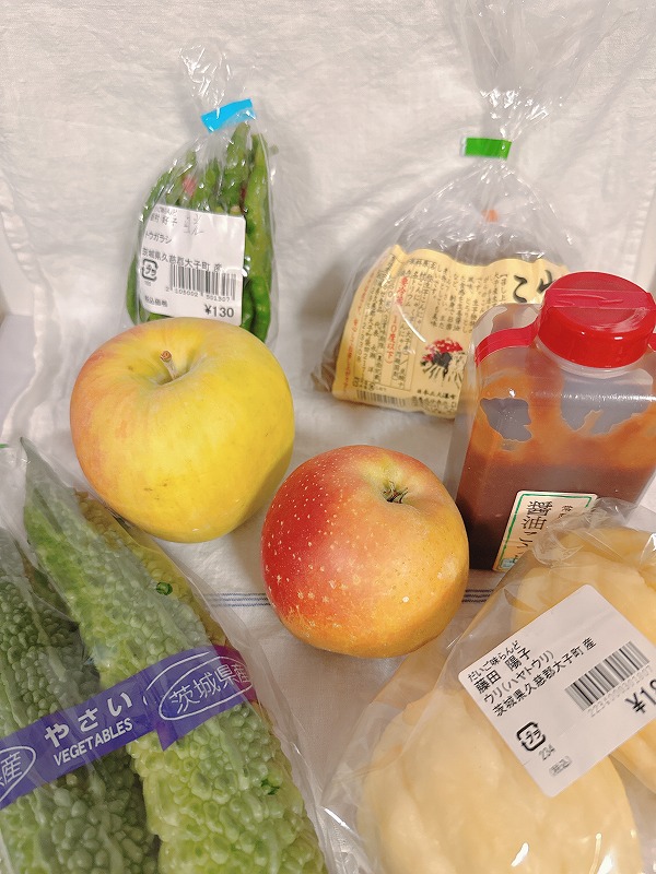 道の駅で購入した野菜・果物