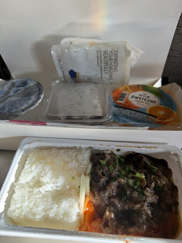 機内でもしっかり食べた