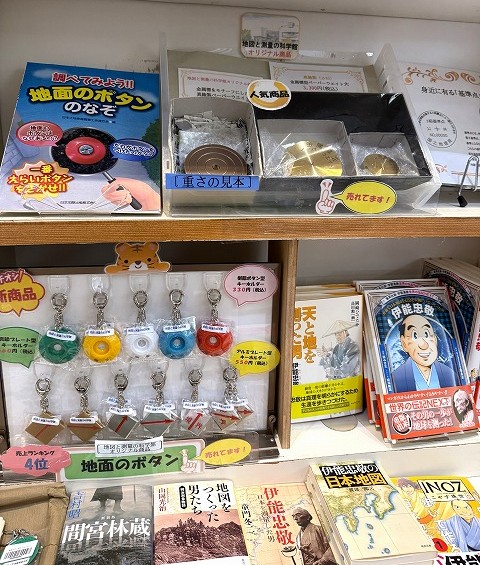 地面のボタンキーホルダー