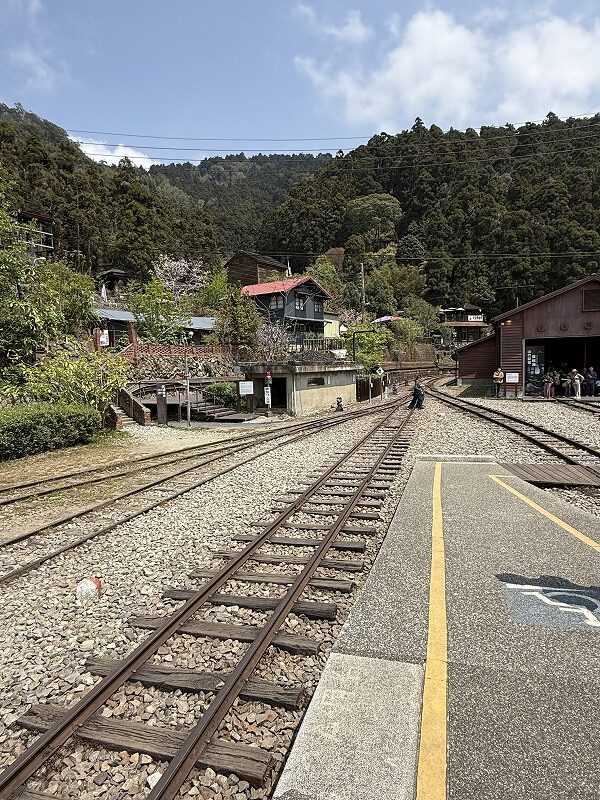 奮起湖駅 ホームから見える車庫
